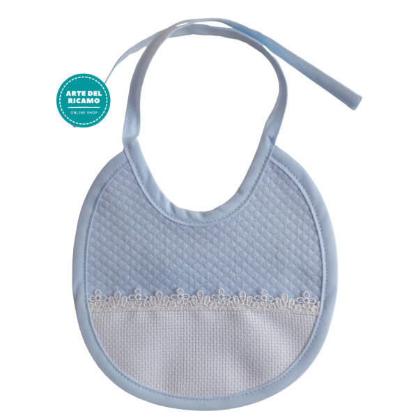 Elegant Baby Bib to Cross Stitch 0-3 months - Light Blue